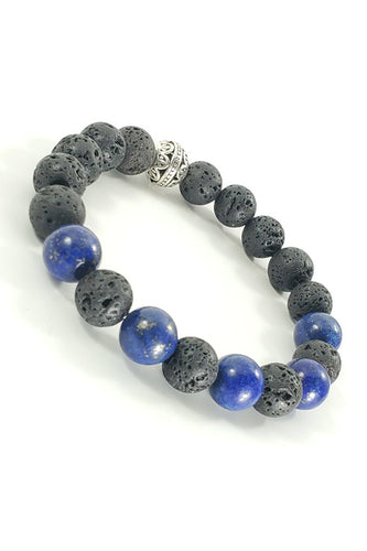 Custom Blue & Lava Rock Bracelet