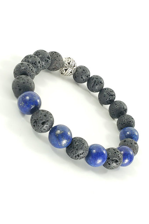 Custom Blue & Lava Rock Bracelet